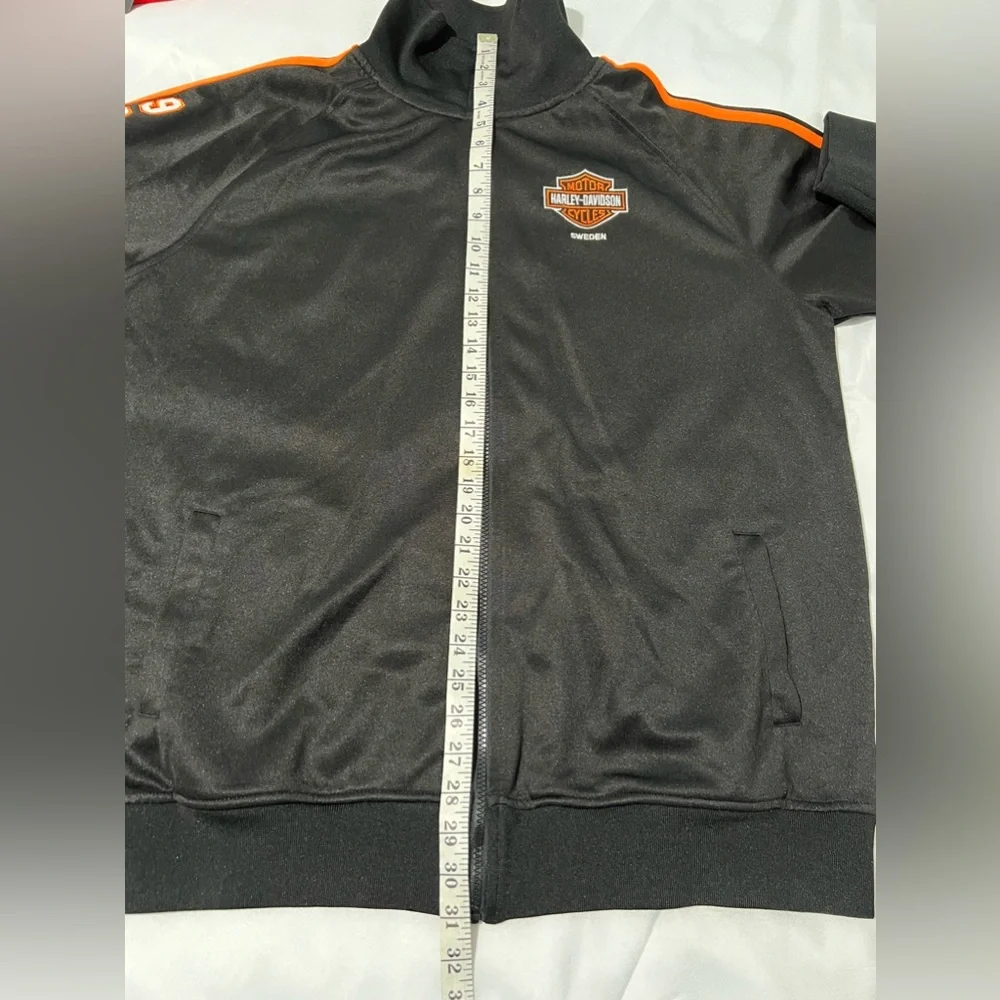Harley Davidson Sweden‎ motorcycle track jacket zip up black orange size XXXL